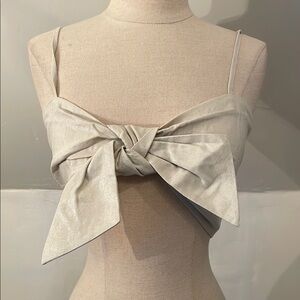 Jason Wu Champagne Beige Tie Front Bow Bustier Crop Top Medium